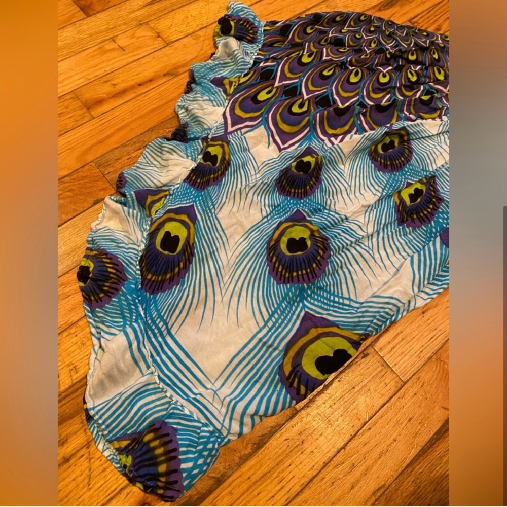 Fab Vibrant Peacock Print Hi Lo Maxi Dress Strapless Convertible Dress One Size - Picture 5 of 5